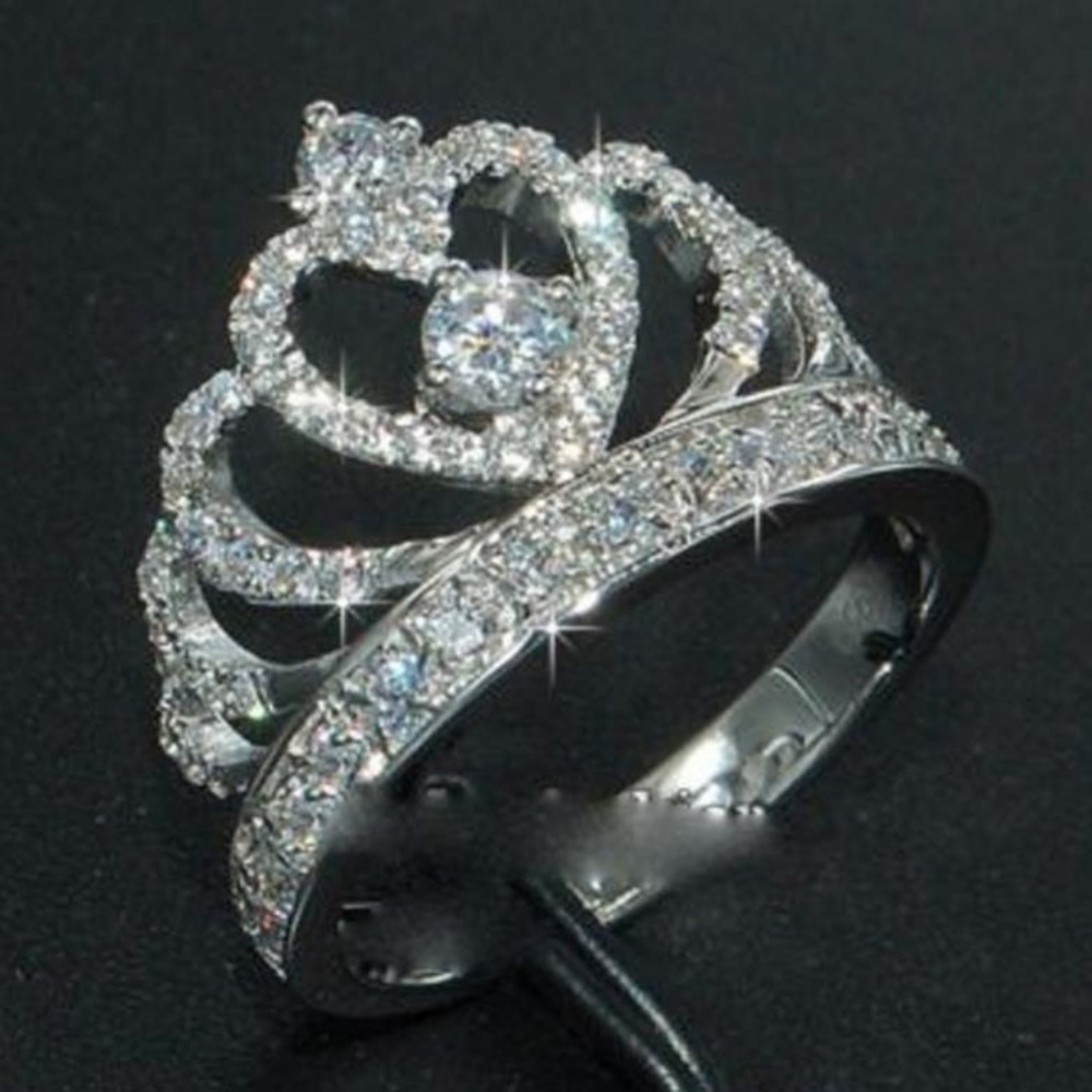 NEW 925 Sterling Silver Diamond Crown Ring - Picture 5 of 6